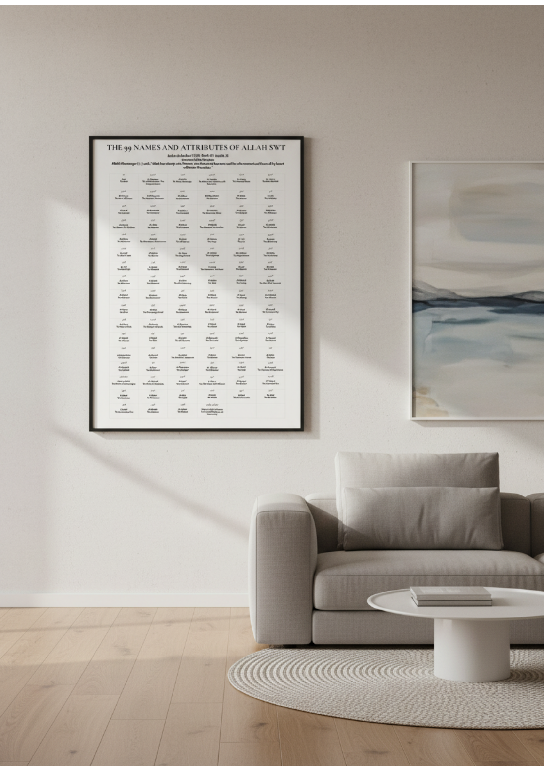 99 Names And Attributes Of Allah SWT Poster And Frame A3